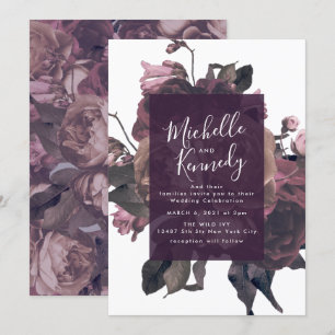 Lila antike Rose Fantasy Wedding Einladung