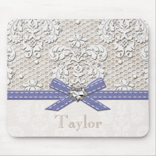 Lila antike Spitze und Perlen Mousepad