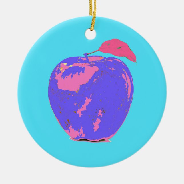 Lila Apple Pop Art Keramik Ornament (Vorne)