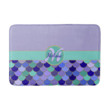 Lila & Aqua Aquamarin Mermaid Monogramm + Name