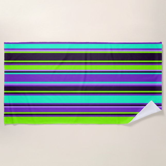 Lila, Aqua & Chartreuse Strandtuch (Vorderseite)