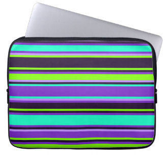 Lila, Aqua & Chartreuse Striped Electronics Bag Laptopschutzhülle