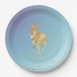 Lila Aqua Gold Sparkle Pappteller