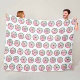 Lila Aqua Mandala Boho Benutzerdefinierter Hinterg Fleecedecke