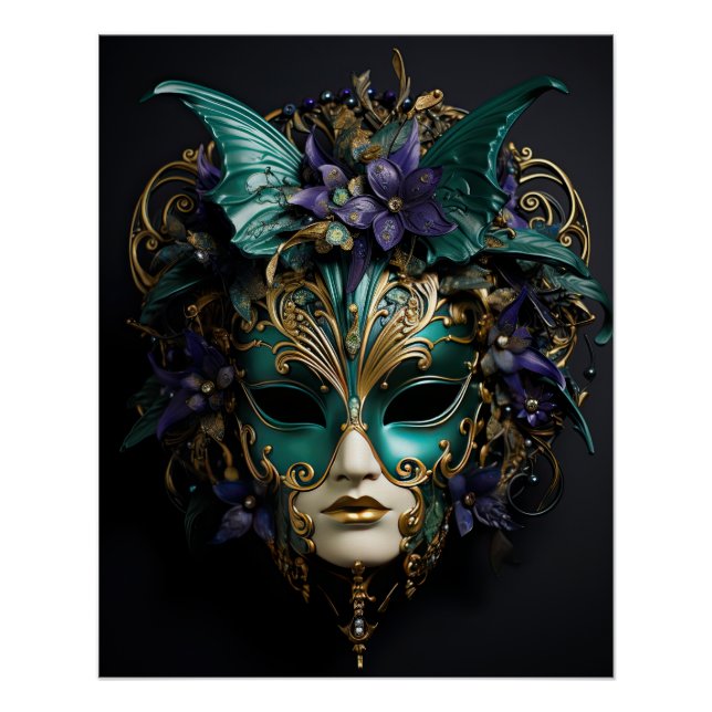 Lila Aqua Masquerade Masken Mardi Gras Drama Poster (Vorderseite)