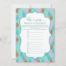 Lila Aqua Mermaid Baby Shower Game Einladung