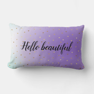 Lila Aqua Ombre Gold Herz personalisiert Lendenkissen