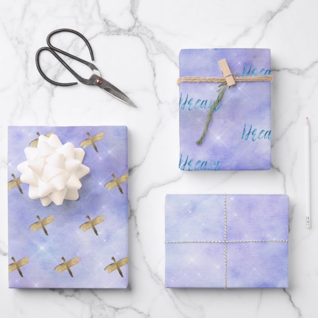 Lila Aqua-Traum Geschenkpapier Set (Vorderseite)