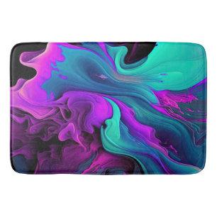 Lila Aqua Türkis Schönes Abstraktes Fluid Kunst Badematte