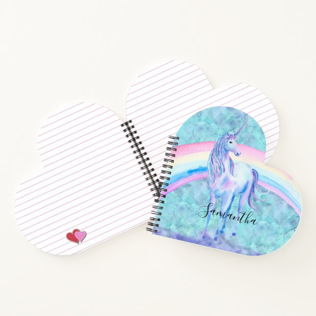 Lila Aqua Unicorn Notizbuch (Innenseite)
