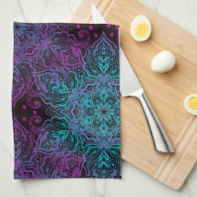 Lila Aquamarine Blaue Schneeflocke Mandala Schürze