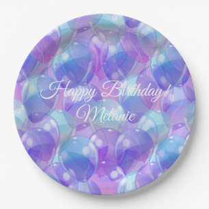 Lila Aquamarine Blue Birthday Party Ballons Pappteller