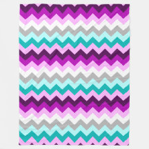 Lila Aquamarine Chevronen Grosses Fleece Blanket