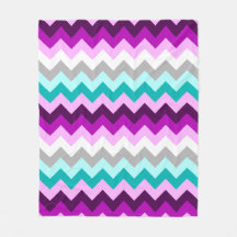 Lila Aquamarine Chevronen Mittlere Fleece Blanket