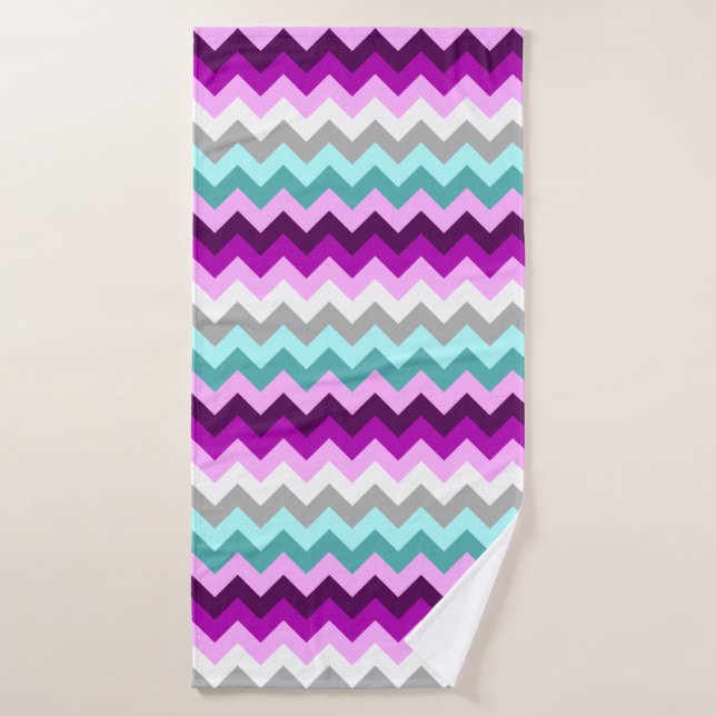 Lila Aquamarine Chevrons Badetuch Badehandtuch (Badehandtuch)