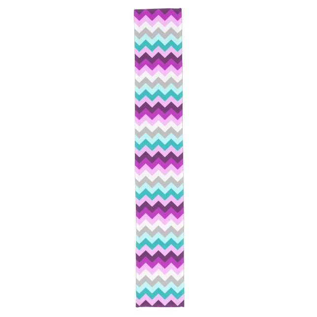 Lila Aquamarine Chevrons Großer Tischläufer (Vorderseite)