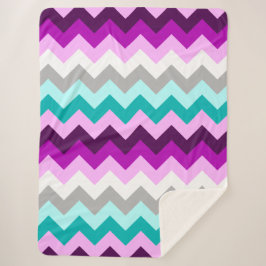 Lila Aquamarine Chevrons Grosses Sherpa Blanket Sherpadecke