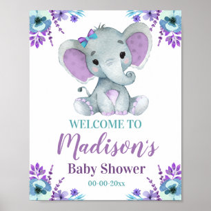 Lila Aquamarine Elefantenwillkommenszeichen, Mädch Poster