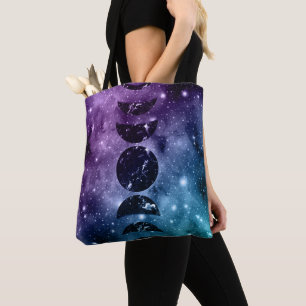 Lila Aquamarine Galaxienebel Traummondphasen #1 Tasche