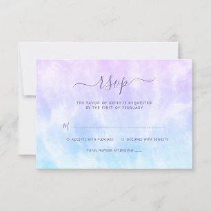 Lila Aquamarine Gefärbte Krawatte Bat Mitzvah RSVP Karte