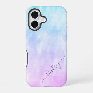 Lila Aquamarine Gefärbte Krawatte Kalligraphie Per iPhone 16 Hülle