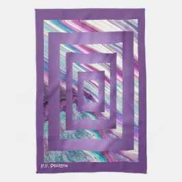 Lila Aquamarine Geometrie Abstrakt Geschirrtuch