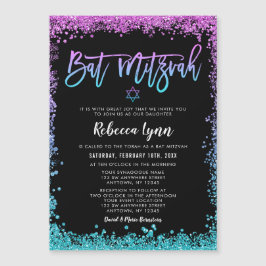 Lila Aquamarine Imitate Glitzer Bat Mitzvah Magneteinladung