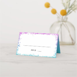 Lila Aquamarine Imitate Glitzer geklappt Platzkarte
