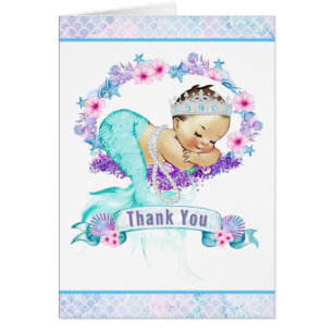 Lila Aquamarine Mermaid Kinderdusche Danke, Karten