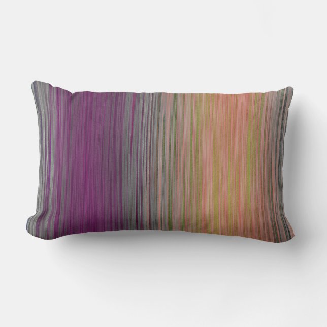 Lila Aquamarine Peach Blended Stripes Lendenkissen (Vorderseite)