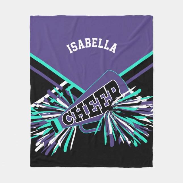Lila, Aquamarine, Schwarz-Weiß-Chefdesign Fleecedecke (Vorderseite)