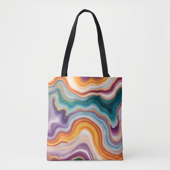 Lila, Aquamarine und goldene Agate Tasche (Vorderseite)