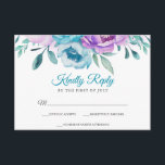 Lila Aquamarine Wasserfarbe Floral Bat Mitzvah UAW RSVP Karte<br><div class="desc">Schöne Aquarellblumen-UAWG-Antwortkarte.</div>