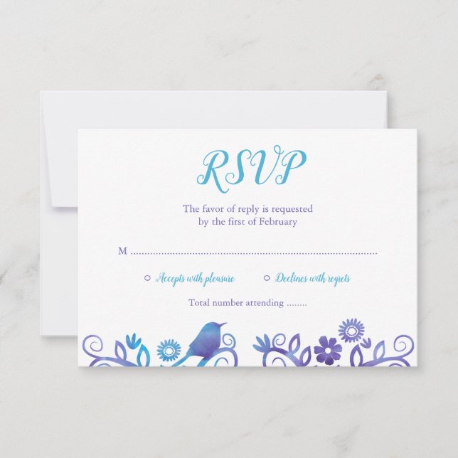 Lila Aquamariner Aquarellbaum UAWG RSVP Karte (Vorderseite)