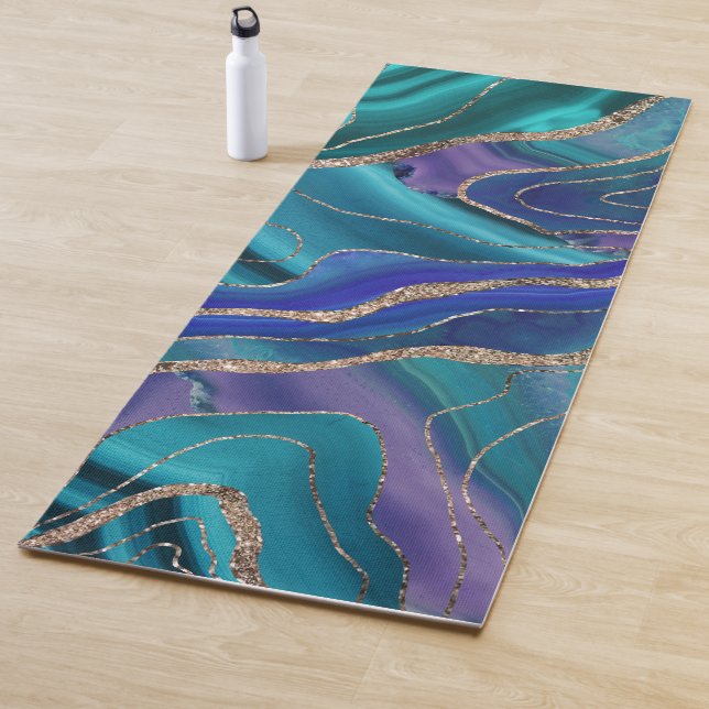 Lila Aquamariner Blauer Galaxienebel Agate Glitzer Yogamatte (Beispiel)