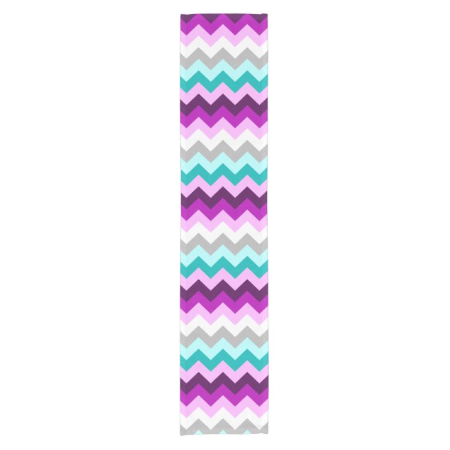 Lila Aquamariner Chevrons Kleiner Tischläufer (Vorderseite)