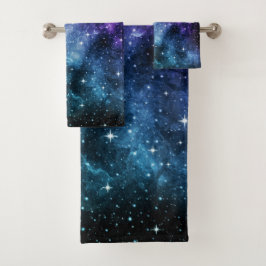 Lila Aquamariner Galaxienebel Traum Nr. 1 Badhandtuch Set