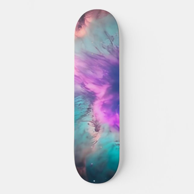 Lila Aquamariner Galaxienebel Traum Nr. 1 Skateboard (Vorderseite)