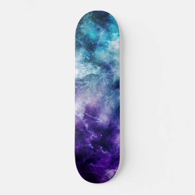 Lila Aquamariner Galaxy-Nebel Marmor Traum Nr. 1 Skateboard (Vorderseite)