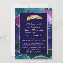 Lila Aquamariner Glitzer Agate Wedding Einladung