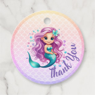 Lila Aquamariner Meerjungfrau Wasserfarbe Geburtst Geschenkanhänger