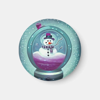 Lila Aquamariner Schneeglobe Magnet