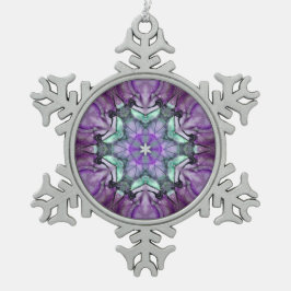 Lila Aquamariner schwarzer Blumenstar Snowflake Schneeflocken Zinn-Ornament