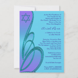Lila Aquamariner Star von David Bat Mitzvah Einladung