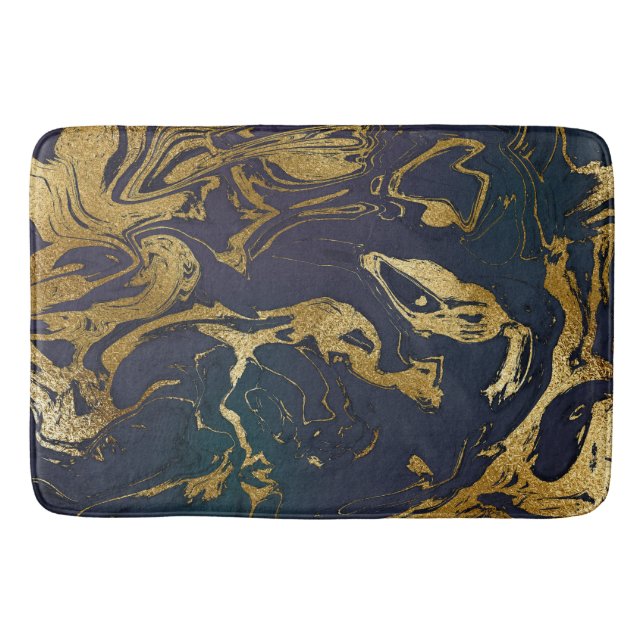 Lila Aquamariner und Goldmarmor Badematte (Vorderseite)