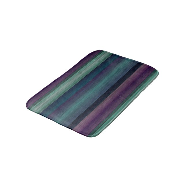 Lila Aquamarines blaues blaues Wasserfarbenmuster Badematte (Schrägansicht)