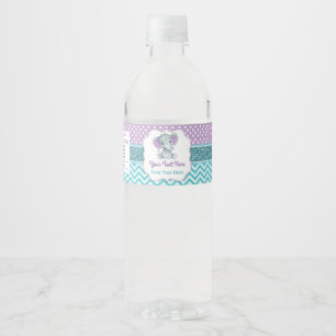 Lila Aquamarines Elephant-Wasser-Flaschenetikett