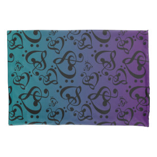 Lila aquamarines Ombre Clef-Herz-Musiknoten-Muster Kissenbezug