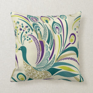 Lila aquamarines Pfau-Strudelthrow-Kissen durch Kissen