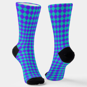 Lila Aquamarines Schachbrett Diamantmuster Socken